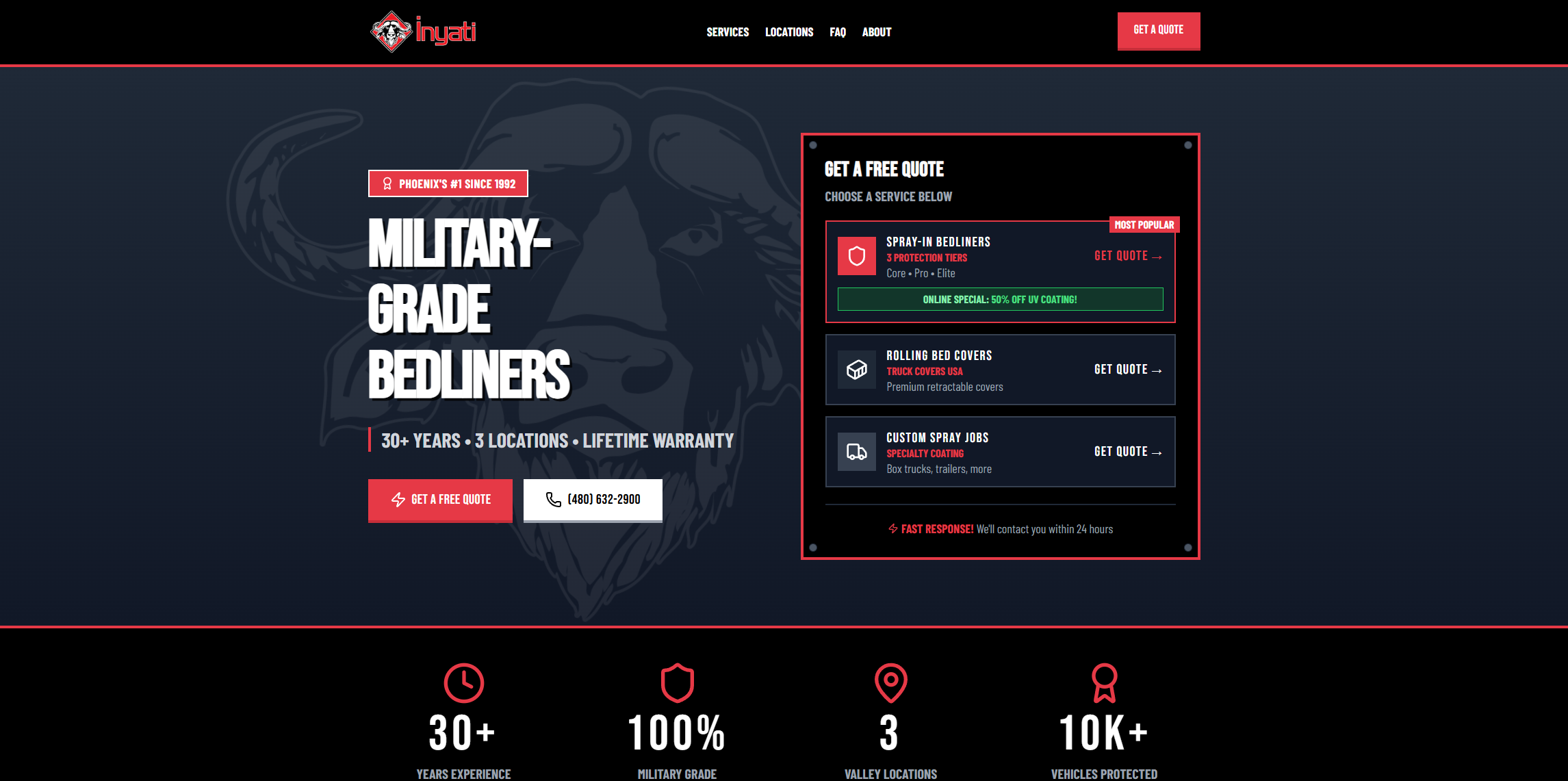 Inyati Bedliners new React website, 2025