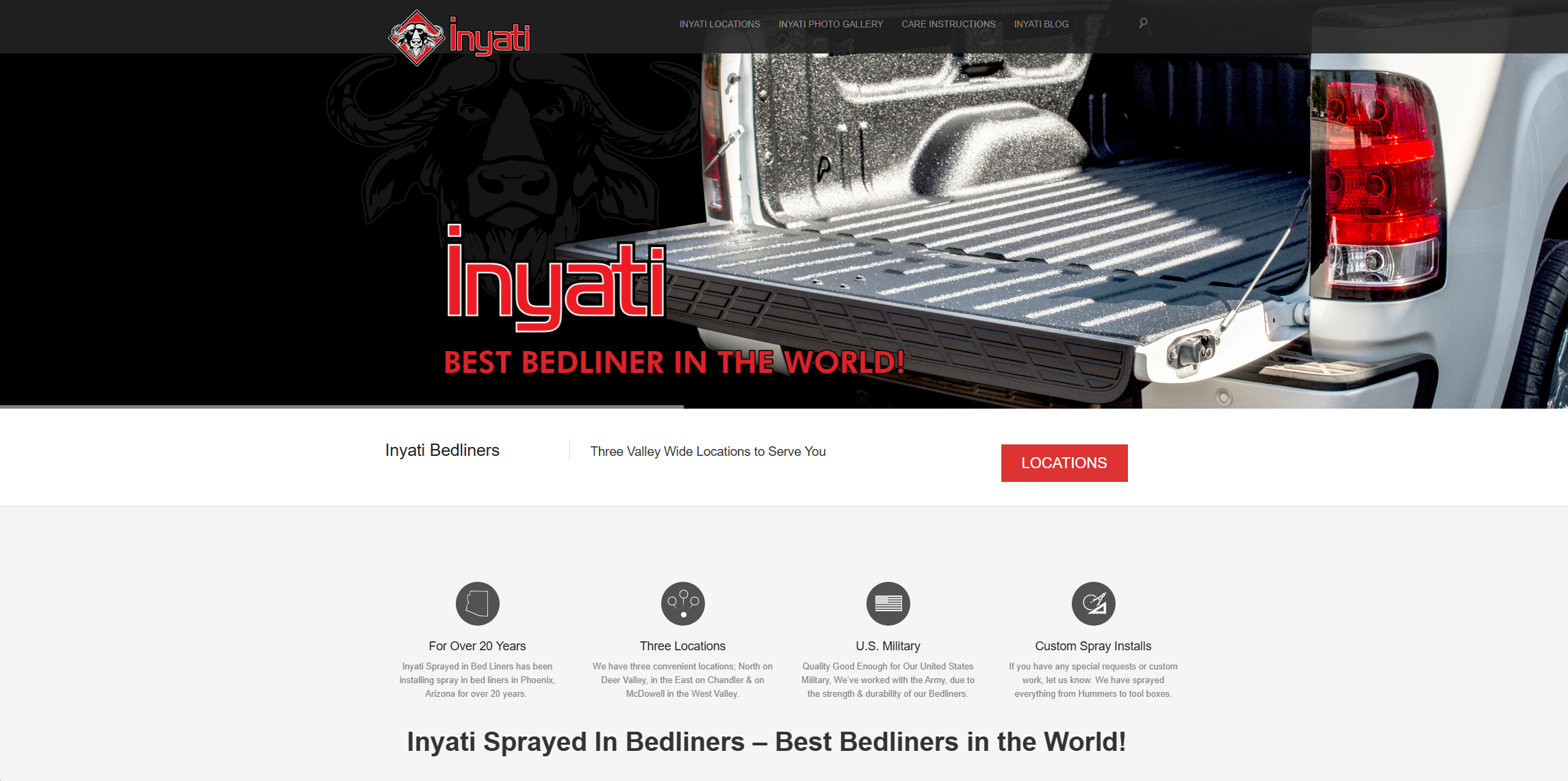 Inyati Bedliners old WordPress website, 2011