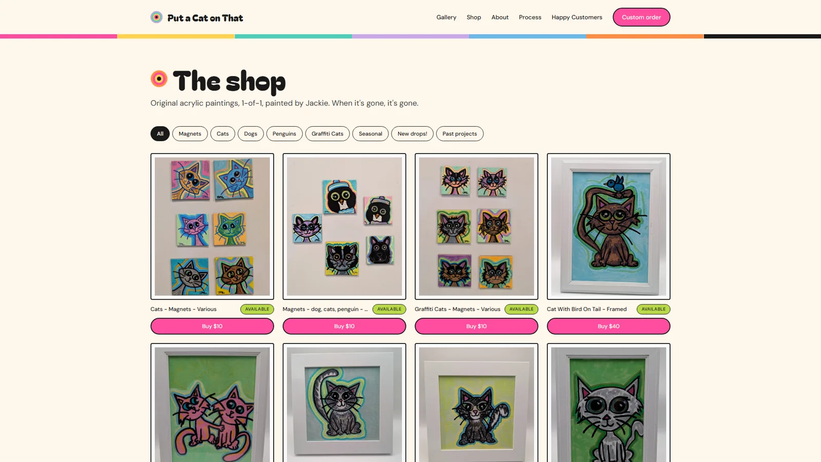 Put a Cat on That shop page with Stripe checkout